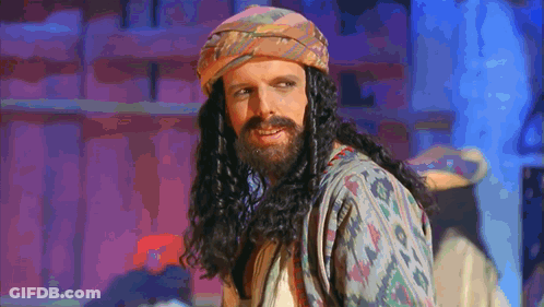 Man With Long Hair And Beard In Turban Smiling GIF