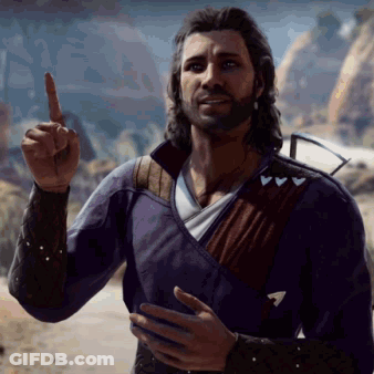 Man With Long Hair And Beard Pointing Finger Up GIF