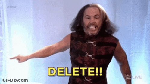 Man With Long Hair And Beard Pointing Saying Delete GIF