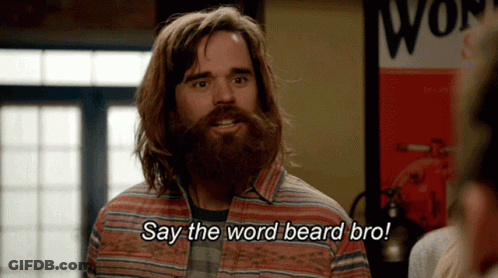 Man With Long Hair And Beard Saying Beard Bro GIF