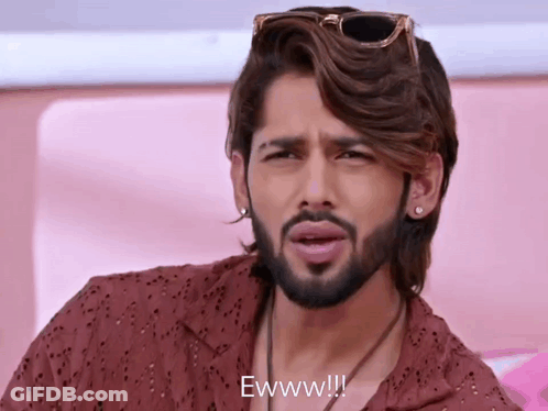 Man With Long Hair And Beard Saying Eww GIF