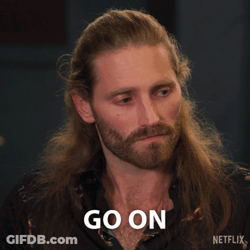 Man With Long Hair And Beard Saying Go On GIF