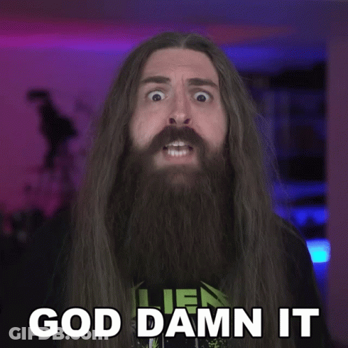 Man With Long Hair And Beard Saying God Damn It GIF