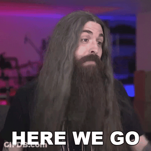 Man With Long Hair And Beard Saying Here We Go GIF
