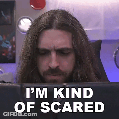 Man With Long Hair And Beard Saying I'm Kind Of Scared GIF