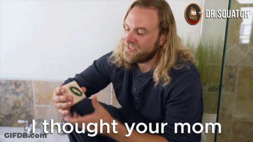 Man With Long Hair And Beard Saying I Thought Your Mom Holding Card GIF