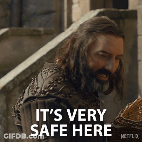 Man With Long Hair And Beard Saying It's Safe GIF