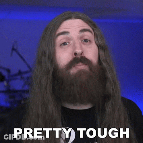 Man With Long Hair And Beard Saying Pretty Tough GIF