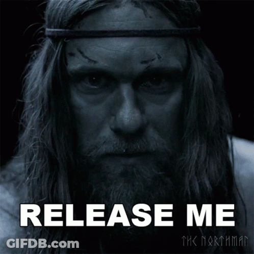 Man With Long Hair And Beard Saying Release Me GIF