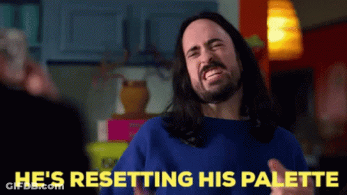 Man With Long Hair And Beard Says He's Resetting His Palette GIF