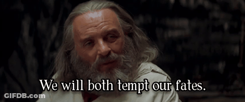 Man With Long Hair And Beard Says We Will Both Tempt Our Fates GIF