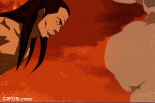 Man With Long Hair And Beard Standing In Front Of Red Background GIF
