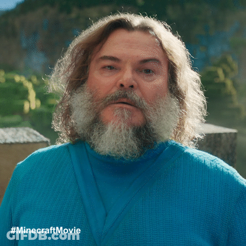 Man With Long Hair And Beard Wearing Blue Sweater #Minecraftmovie GIF