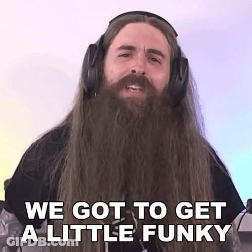 Man With Long Hair And Beard Wearing Headphones Saying We Got To Get A Little Funky GIF