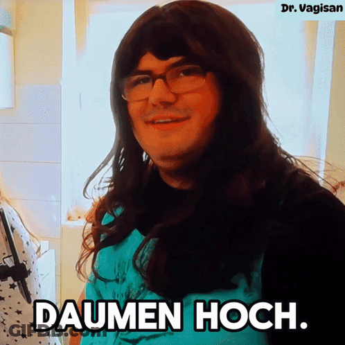 Man With Long Hair And Glasses Says Daumen Hoch GIF