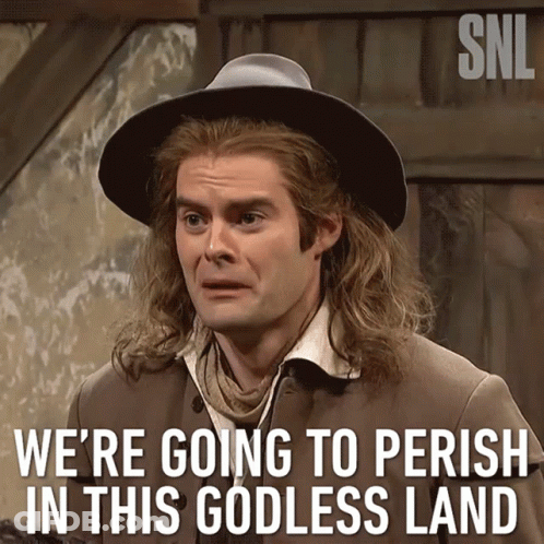 Man With Long Hair And Hat Says We're Going To Perish In This Godless Land GIF