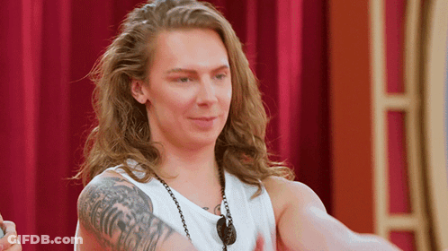 Man With Long Hair And I Love You Tattoo GIF