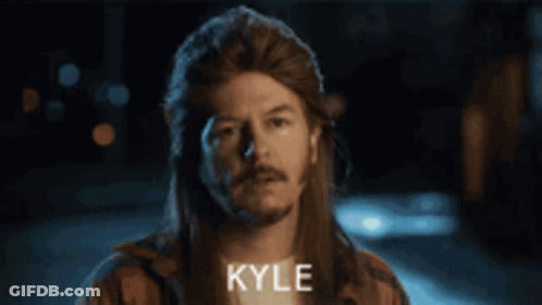 Man With Long Hair And Mullet With Kyle On Chest GIF