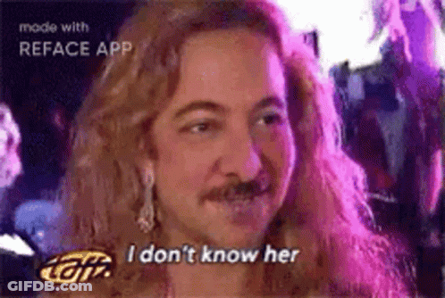 Man With Long Hair And Mustache Saying I Don't Know Her GIF