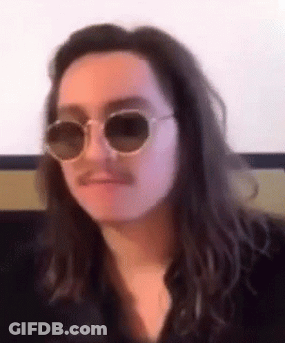 Man With Long Hair And Sunglasses And Mustache GIF
