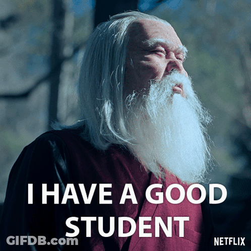 Man With Long Hair And White Beard Says I Have A Good Student GIF