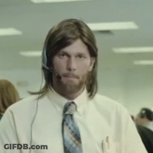 Man With Long Hair Beard Headset Tie GIF