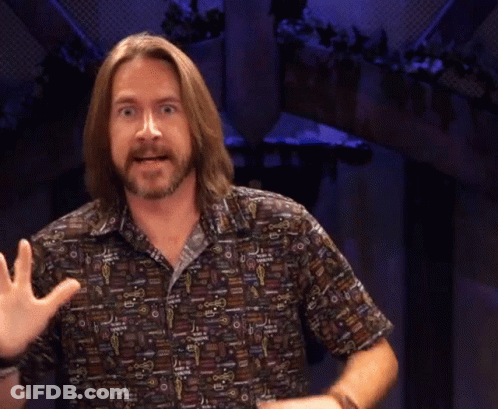 Man With Long Hair Beard Keys Shirt GIF