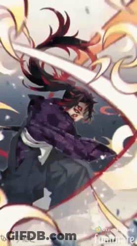 Man With Long Hair Holding Flying Sword GIF