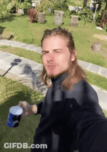 Man With Long Hair Holding Pepsi Cup GIF