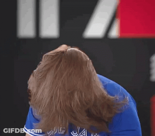 Man With Long Hair In Blue Jays Shirt GIF