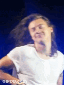 Man With Long Hair Making Funny Face GIF