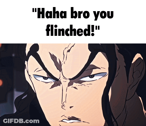 Man With Long Hair Saying Haha Bro You Flinched GIF