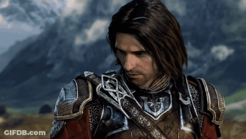 Man With Long Hair Wearing Armor GIF