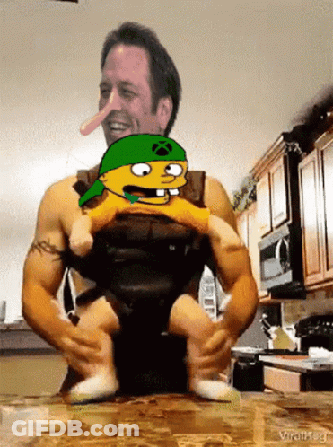 Man With Long Nose Holding Baby In Sling GIF