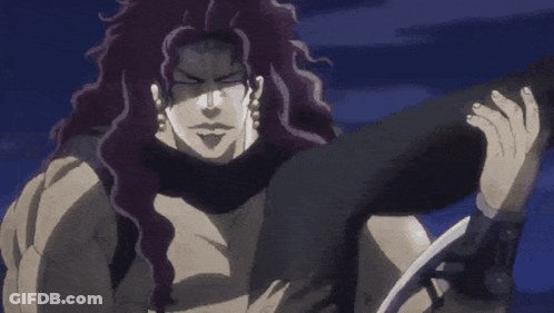 Man With Long Purple Hair Holding Woman GIF