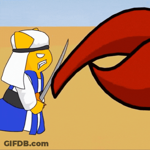 Man With Long White Hair And Eye Patch Saying Yallah Habibi GIF