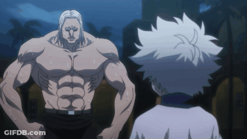 Man With Long White Hair Next To Man With White Hair GIF