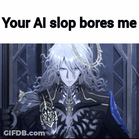 Man With Long White Hair Saying Your AI Stop Bores Me GIF