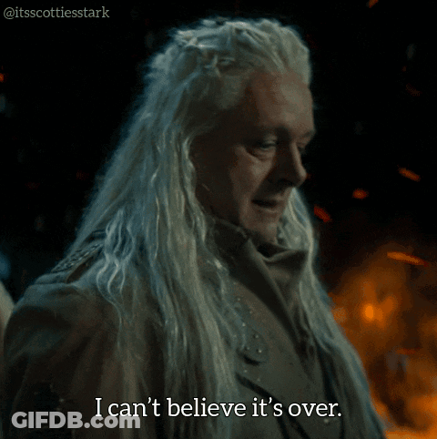 Man With Long White Hair Says I Can't Believe It's Over GIF