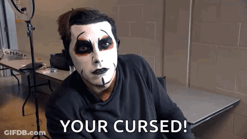 Man With Makeup Saying You're Cursed GIF