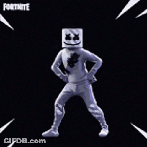 Man With Marshmallow Head Dancing In Fortnite GIF