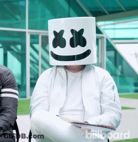 Man With Marshmallow Mask On Head GIF