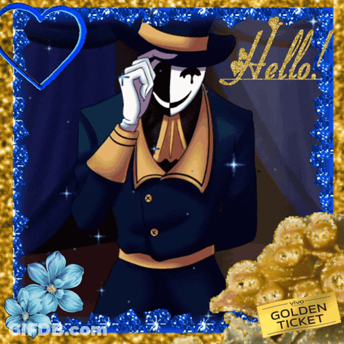 Man With Mask And Golden Ticket GIF