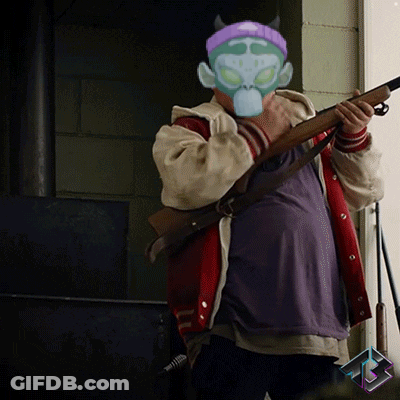 Man With Mask Holding Gun GIF