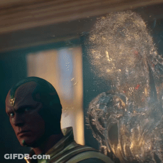 Man With Mask Standing Before Ghost At Window GIF