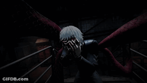 Man With Mask Standing On Staircase GIF