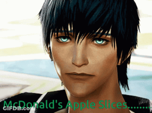 Man With McDonald's Apple Slices GIF