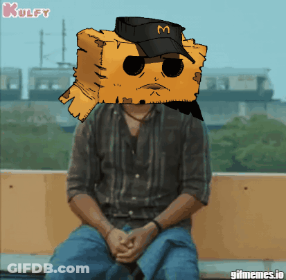 Man With McDonald's Hat Sitting Down GIF