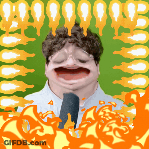 Man With Microphone In Mouth GIF