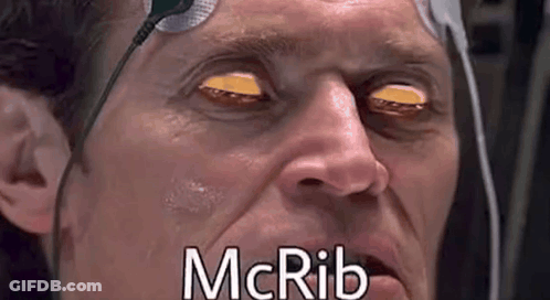 Man With Microphone On Forehead Saying McRib GIF